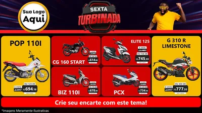 Modelo de TV para TV Horizontal com o tema Sexta Turbinada para Concessionaria de Motos