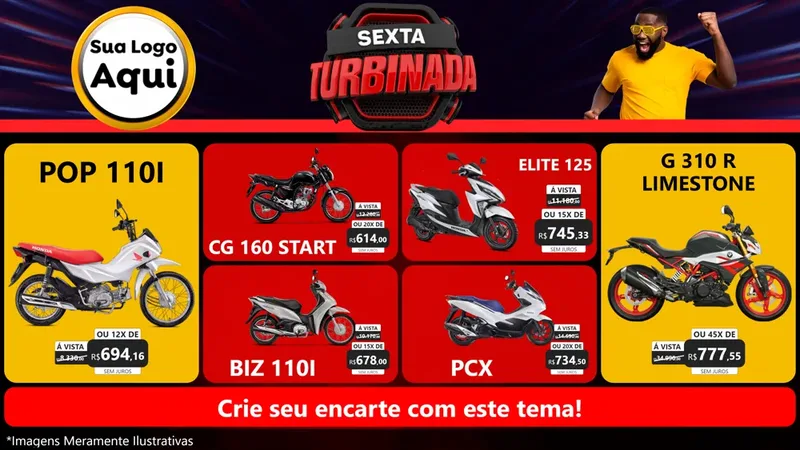 Modelo de TV para TV Horizontal com o tema Sexta Turbinada para Concessionaria de Motos