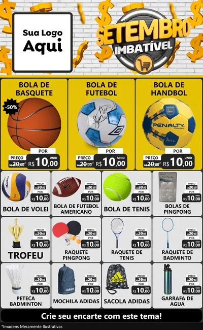 Modelo de Encarte para Encarte Grande com o tema Setembro Imbatível para Artigos Esportivos
