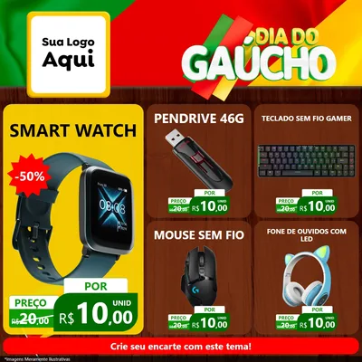 Modelo de Rede Social para Feed Facebook com o tema Dia do Gaúcho para Informática