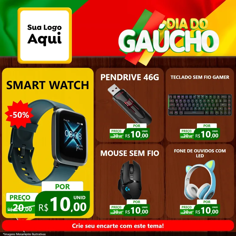 Modelo de Rede Social para Feed Facebook com o tema Dia do Gaúcho para Informática