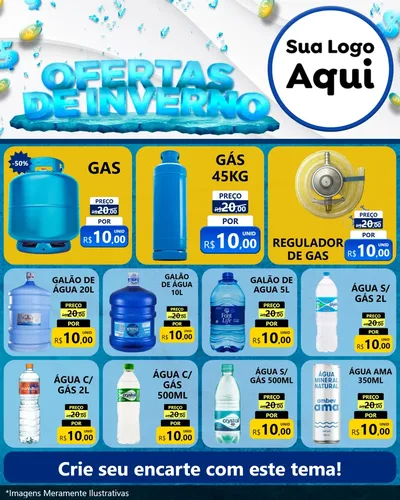 Modelo de Rede Social para Feed Instagram com o tema Ofertas de Inverno para Água e gás