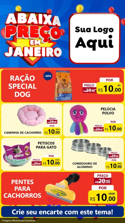Modelo de TV para TV Vertical com o tema Abaixa Preço em Janeiro para Pet Shop