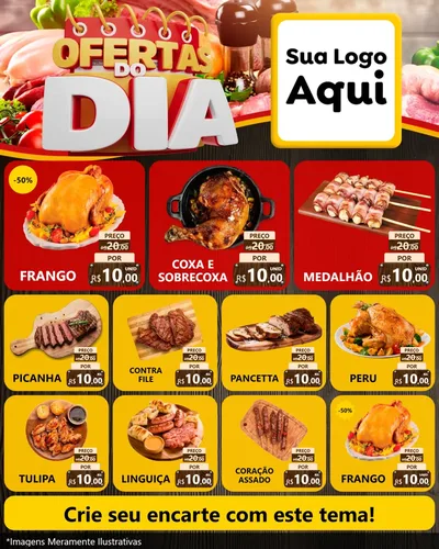Modelo de Rede Social para Feed Instagram com o tema Ofertas do Dia para Assados