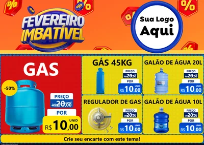 Modelo de Encarte para Encarte A4 Horizontal com o tema Fevereiro Imbatível para Água e gás