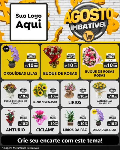 Modelo de Rede Social para Feed Instagram com o tema Agosto imbatível para Floricultura e jardim