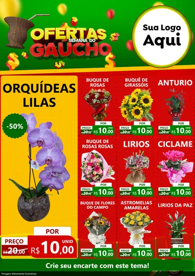 Modelo de Encarte para Encarte A4 Vertical com o tema Ofertas Semana Do Gaúcho para Floricultura e jardim
