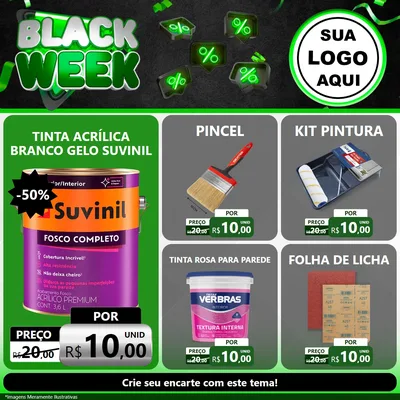 Modelo de Rede Social para Feed Facebook com o tema Black Week para Tintas e Ferramentas