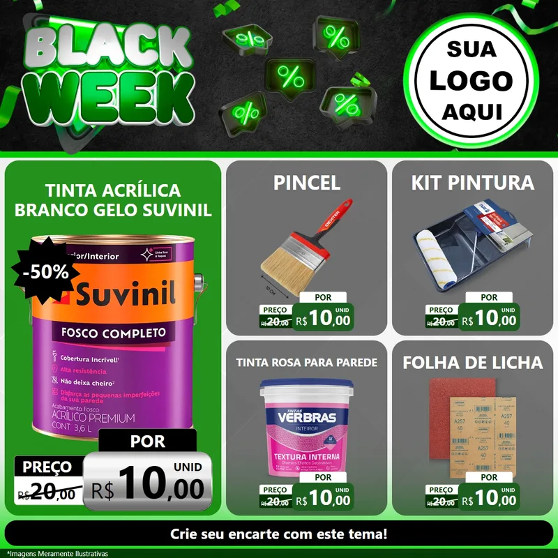 Modelo de Rede Social para Feed Facebook com o tema Black Week para Tintas e Ferramentas