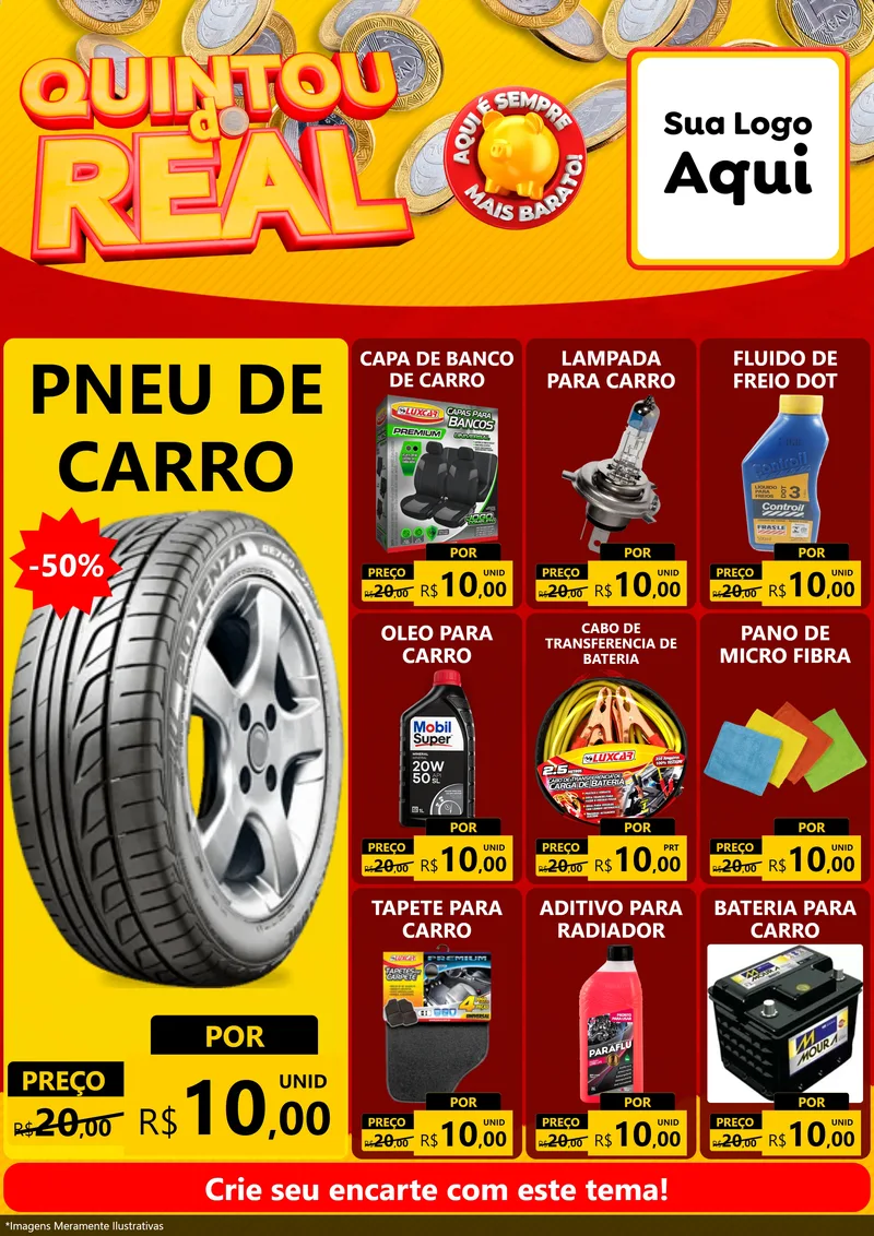 Modelo de Encarte para Encarte A4 Vertical com o tema Quintou do Real para Auto peças