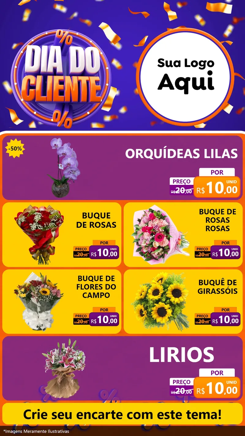 Modelo de TV para TV Vertical com o tema Dia do Cliente para Floricultura e jardim