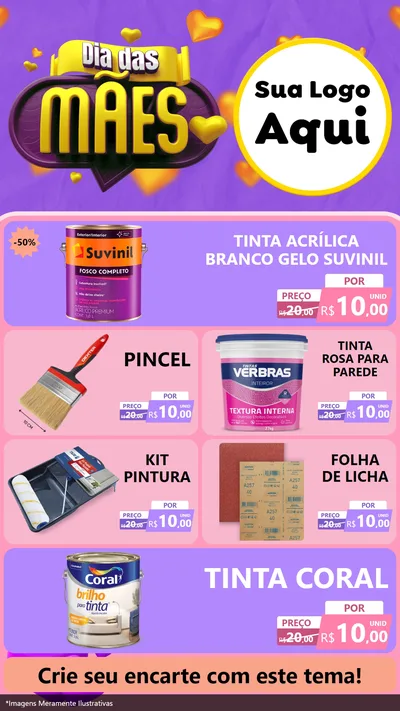 Modelo de TV para TV Vertical com o tema Dia das Mães para Tintas e Ferramentas