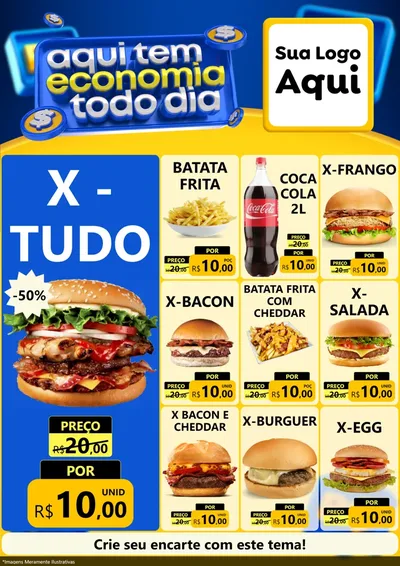 Modelo de Encarte para Encarte A4 Vertical com o tema Aqui Tem Economia Todo Dia para Hamburgueria