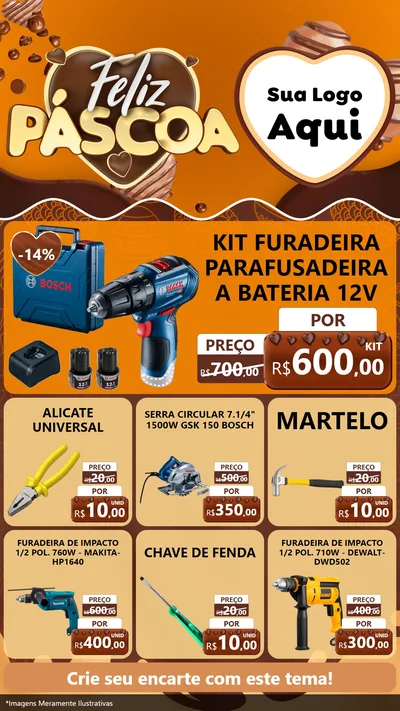 Modelo de Rede Social para Stories com o tema Feliz Páscoa para Maquinas e Ferramentas