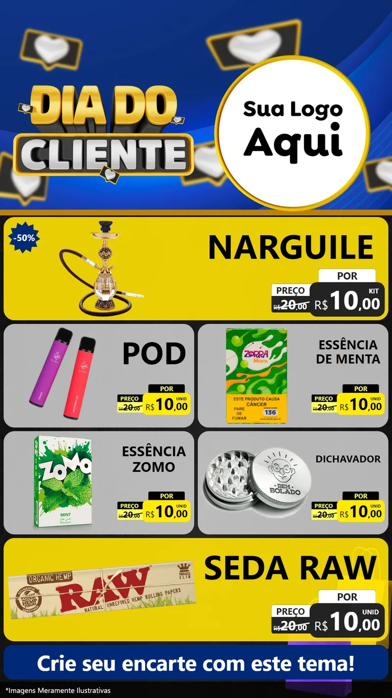Modelo de TV para TV Vertical com o tema Dia Do Cliente para Tabacaria