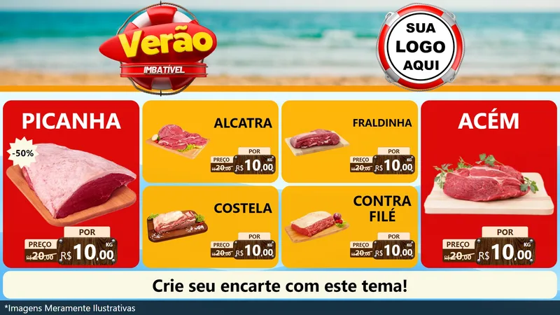 Modelo de TV para TV Horizontal com o tema Verão Imbatível para Açougue