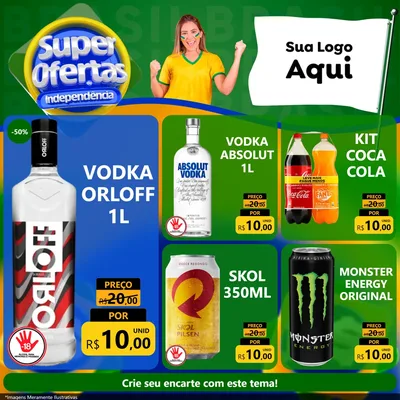 Modelo de Rede Social para Feed Facebook com o tema Super Ofertas de Independência para Distribuidora de bebidas