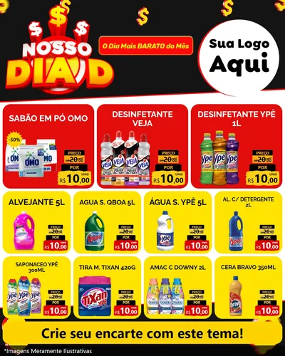 Modelo de Rede Social para Feed Instagram com o tema Nosso Dia D para Produtos de Limpeza