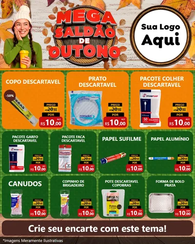 Modelo de Rede Social para Feed Instagram com o tema Mega Saldão de Outono para Embalagens