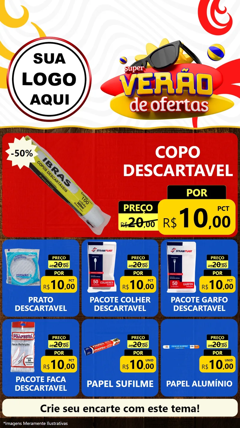 Modelo de Rede Social para Stories com o tema Super Verão de Ofertas para Embalagens