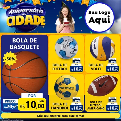 Modelo de Rede Social para Feed Facebook com o tema Aniversário da Cidade para Artigos Esportivos