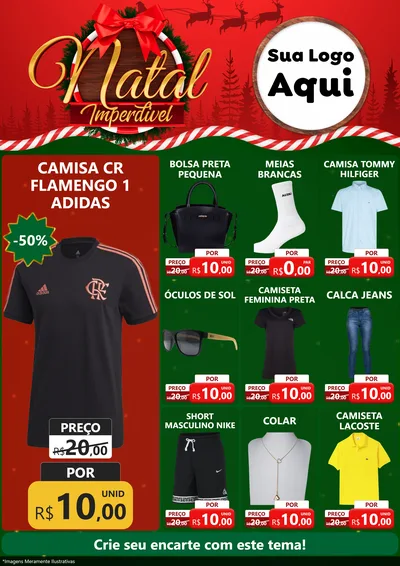 Modelo de Encarte para Encarte A4 Vertical com o tema Natal Imperdível para Roupas e acessórios