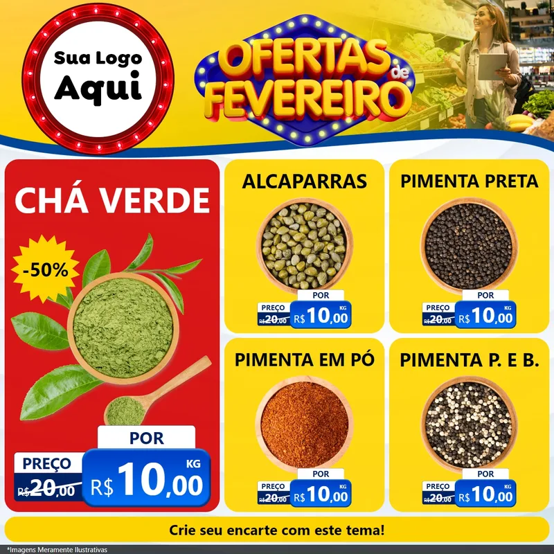 Modelo de Rede Social para Feed Facebook com o tema Ofertas de Fevereiro para Produtos Naturais