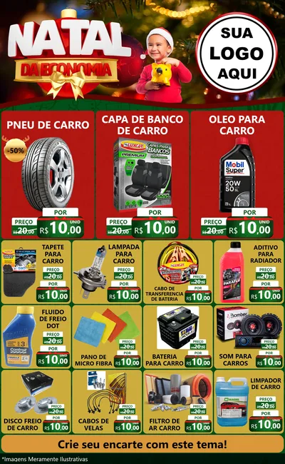 Modelo de Encarte para Encarte Grande com o tema Natal da Economia para Auto peças