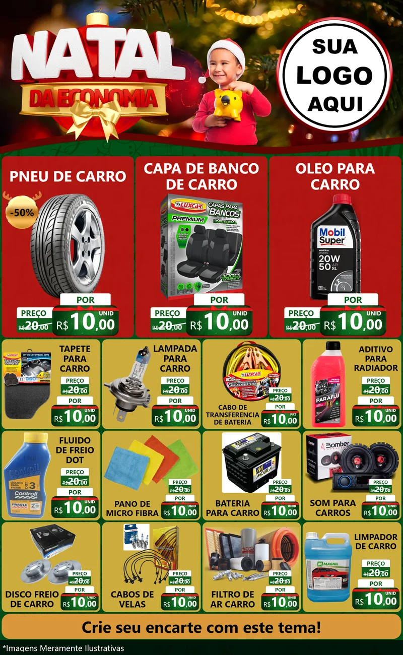 Modelo de Encarte para Encarte Grande com o tema Natal da Economia para Auto peças