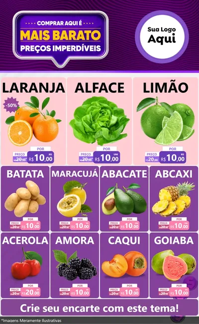 Modelo de Encarte para Encarte Grande com o tema Mais Barato para Hortifrúti