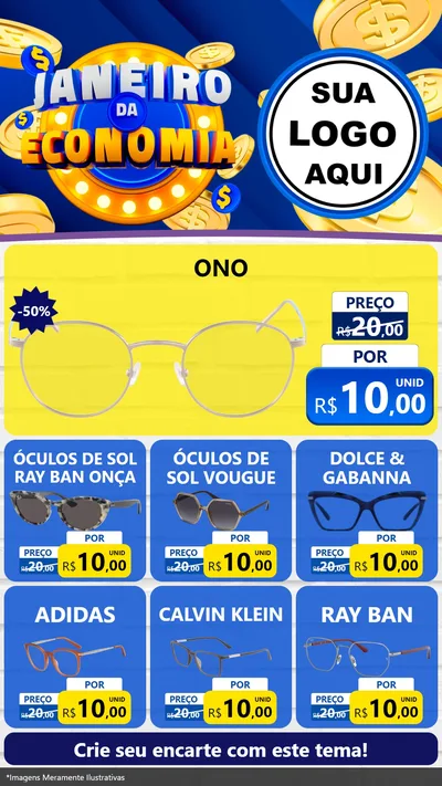 Modelo de Rede Social para Stories com o tema Janeiro da Economia para Óticas