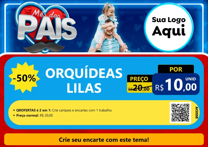 Modelo de Cartaz para Cartaz A4 Horizontal com o tema Mês Dos Pais para Floricultura e jardim