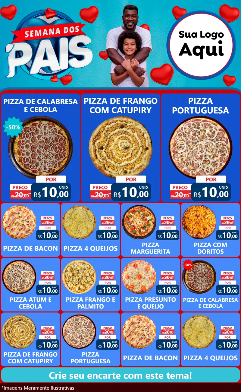 Modelo de Encarte para Encarte Grande com o tema Semana Dos Pais para Pizzaria