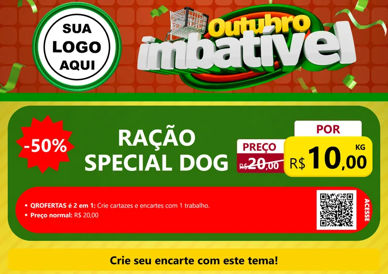 Modelo de Cartaz para Cartaz A4 Horizontal com o tema Outubro Imbatível para Pet Shop