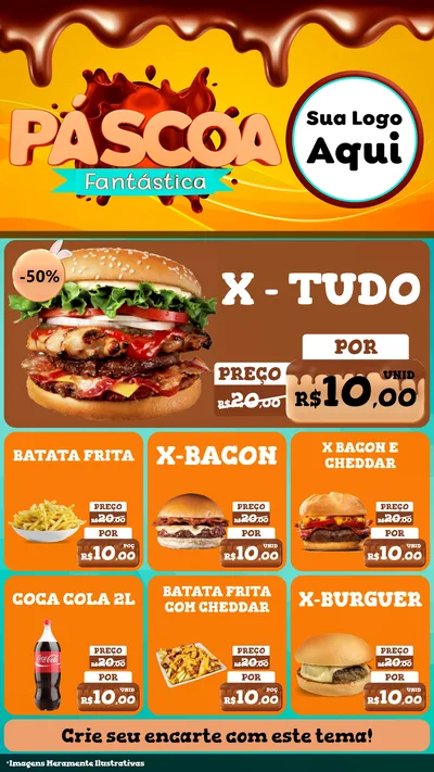 Modelo de Rede Social para Stories com o tema Páscoa Fantástica para Hamburgueria