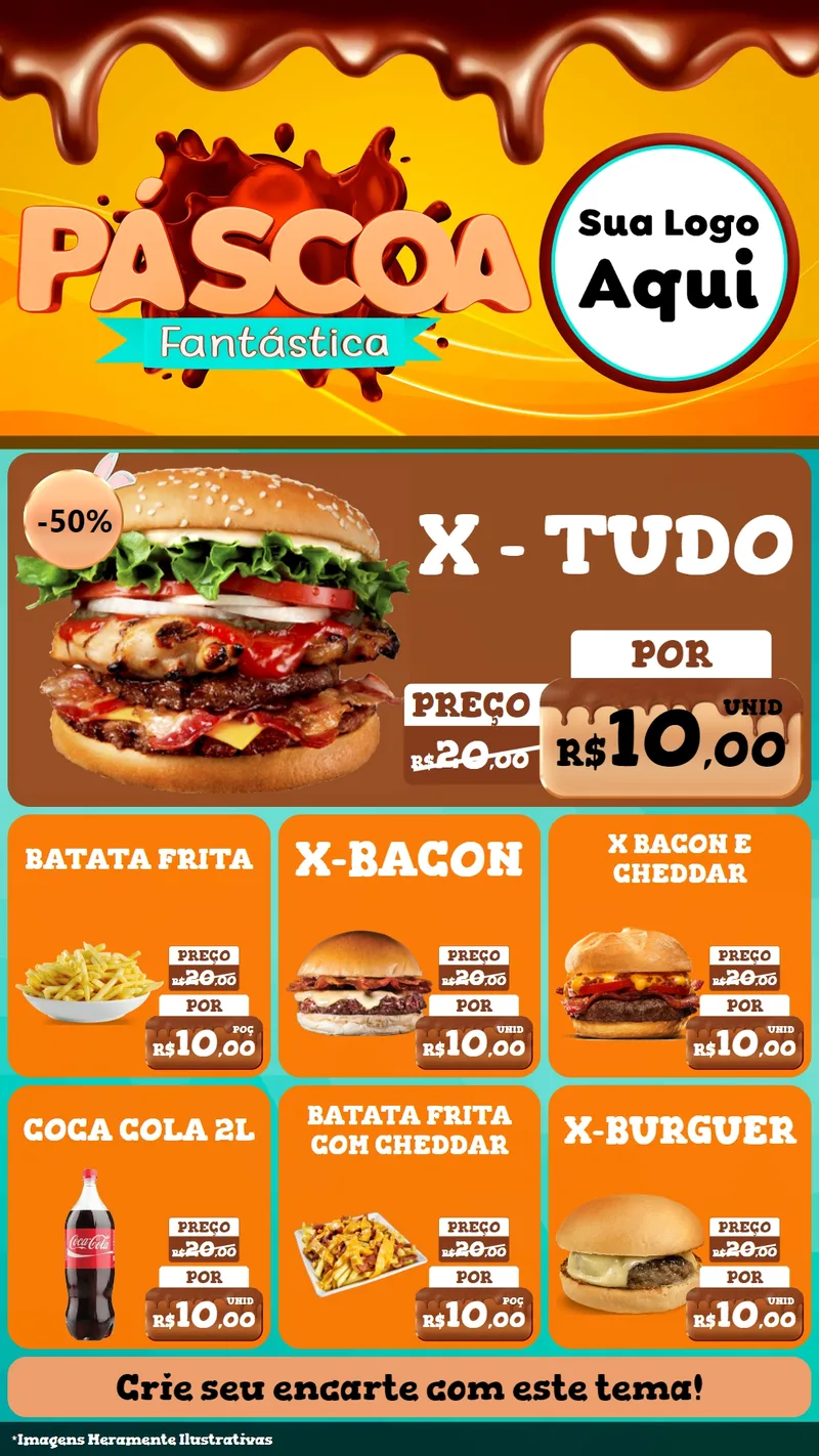 Modelo de Rede Social para Stories com o tema Páscoa Fantástica para Hamburgueria