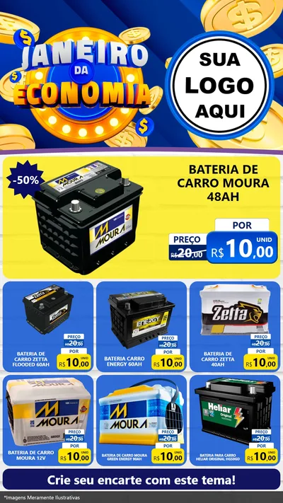 Modelo de Rede Social para Stories com o tema Janeiro da Economia para Baterias Elétricas
