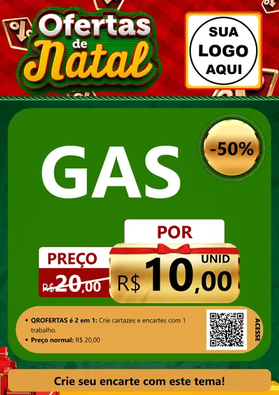 Modelo de Cartaz para Cartaz A4 Vertical com o tema Ofertas de Natal para Água e gás