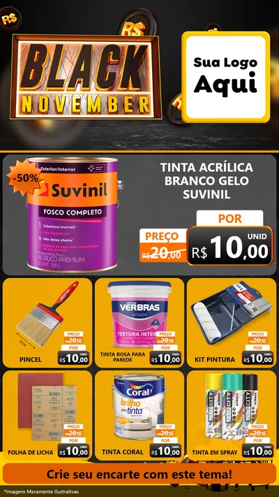Modelo de Rede Social para Stories com o tema Black November para Tintas e Ferramentas