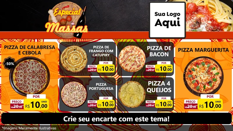 Modelo de TV para TV Horizontal com o tema Especial Massas para Pizzaria