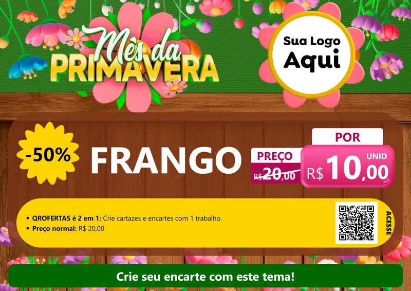 Modelo de Cartaz para Cartaz A4 Horizontal com o tema Mês da Primavera para Assados