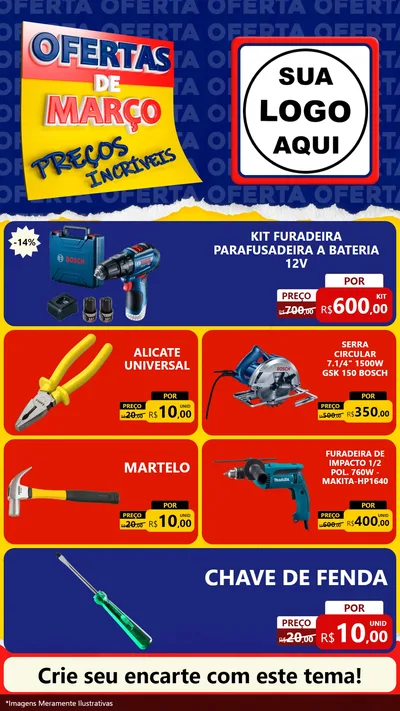 Modelo de TV para TV Vertical com o tema Ofertas de Março - Preços Incríveis para Maquinas e Ferramentas