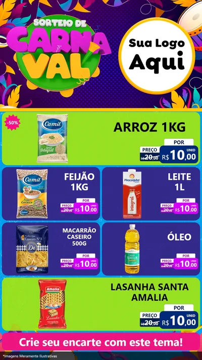 Modelo de TV para TV Vertical com o tema Sorteio de Carnaval para Supermercado