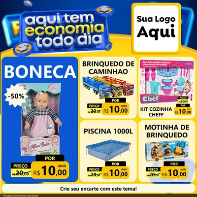 Modelo de Rede Social para Feed Facebook com o tema Aqui Tem Economia Todo Dia para Brinquedos