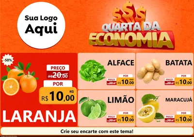 Modelo de Encarte para Encarte A4 Horizontal com o tema Quarta da Economia para Hortifrúti