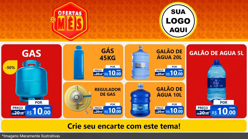 Modelo de TV para TV Horizontal com o tema Ofertas do Mês para Água e gás