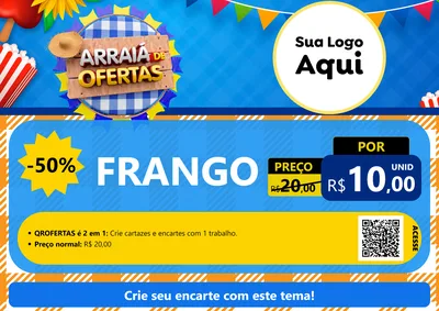 Modelo de Cartaz para Cartaz A4 Horizontal com o tema Arraiá de Ofertas para Assados