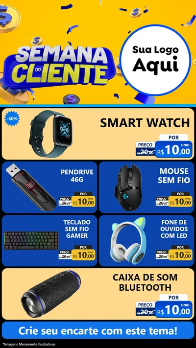 Modelo de TV para TV Vertical com o tema Semana do Cliente para Informática