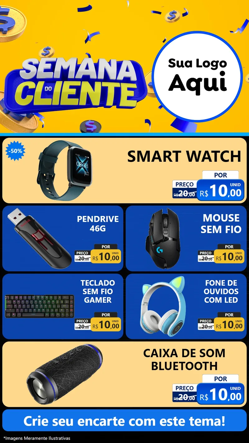 Modelo de TV para TV Vertical com o tema Semana do Cliente para Informática