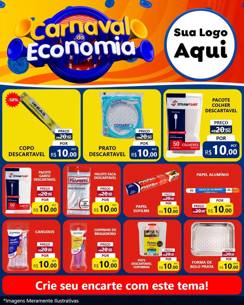 Modelo de Rede Social para Feed Instagram com o tema Carnaval da Economia para Embalagens